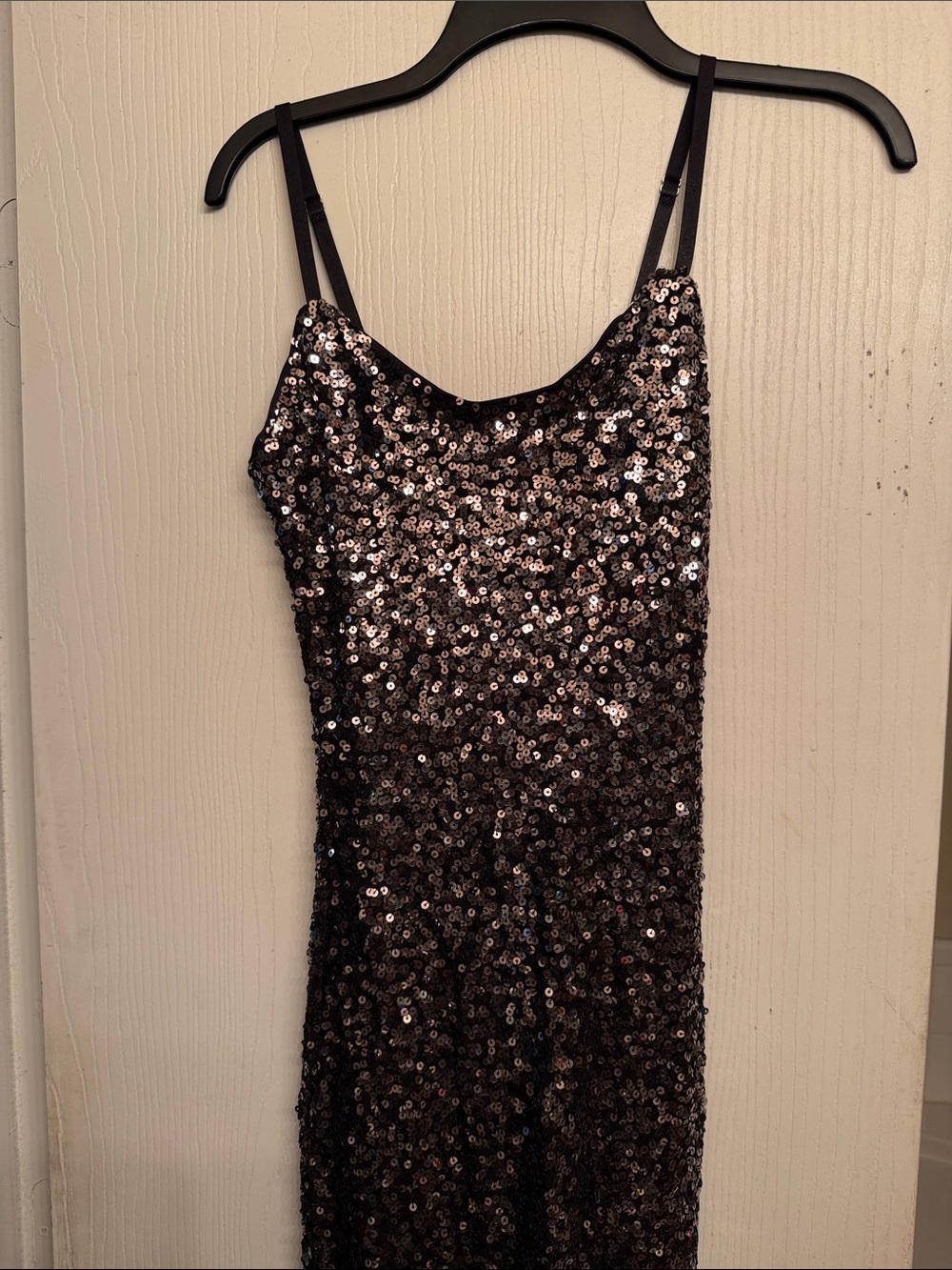 Haute Monde Black and Gold Sequin Strapless Slip Dress